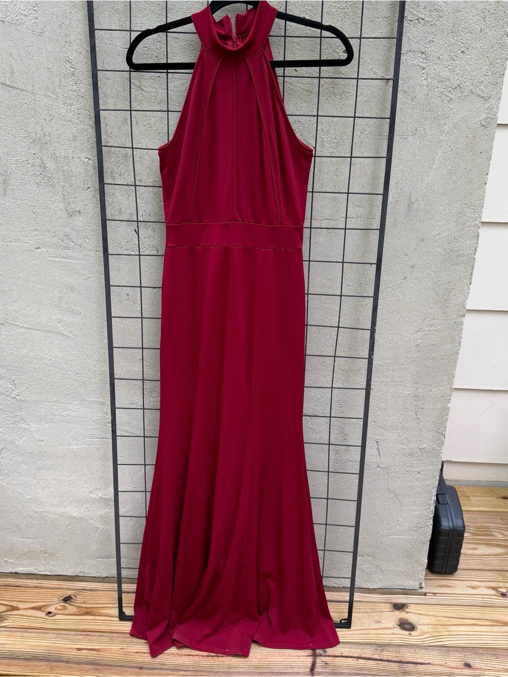 Sleeveless High-Neck Maxi Dress in Burgundy